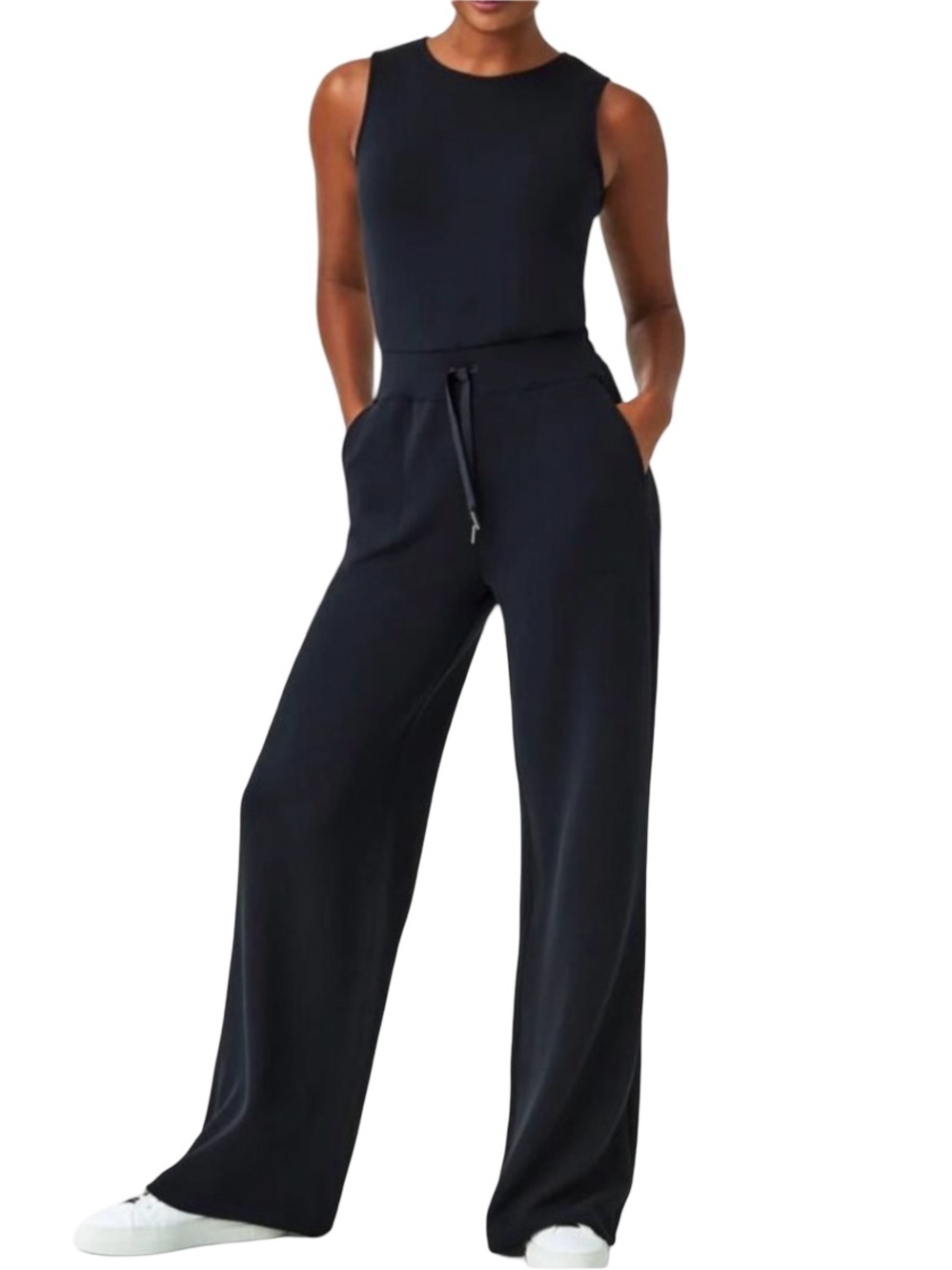 SPANX AirEssentials Wide Leg
Black Sleeveless Jumpsuit Size S Petite